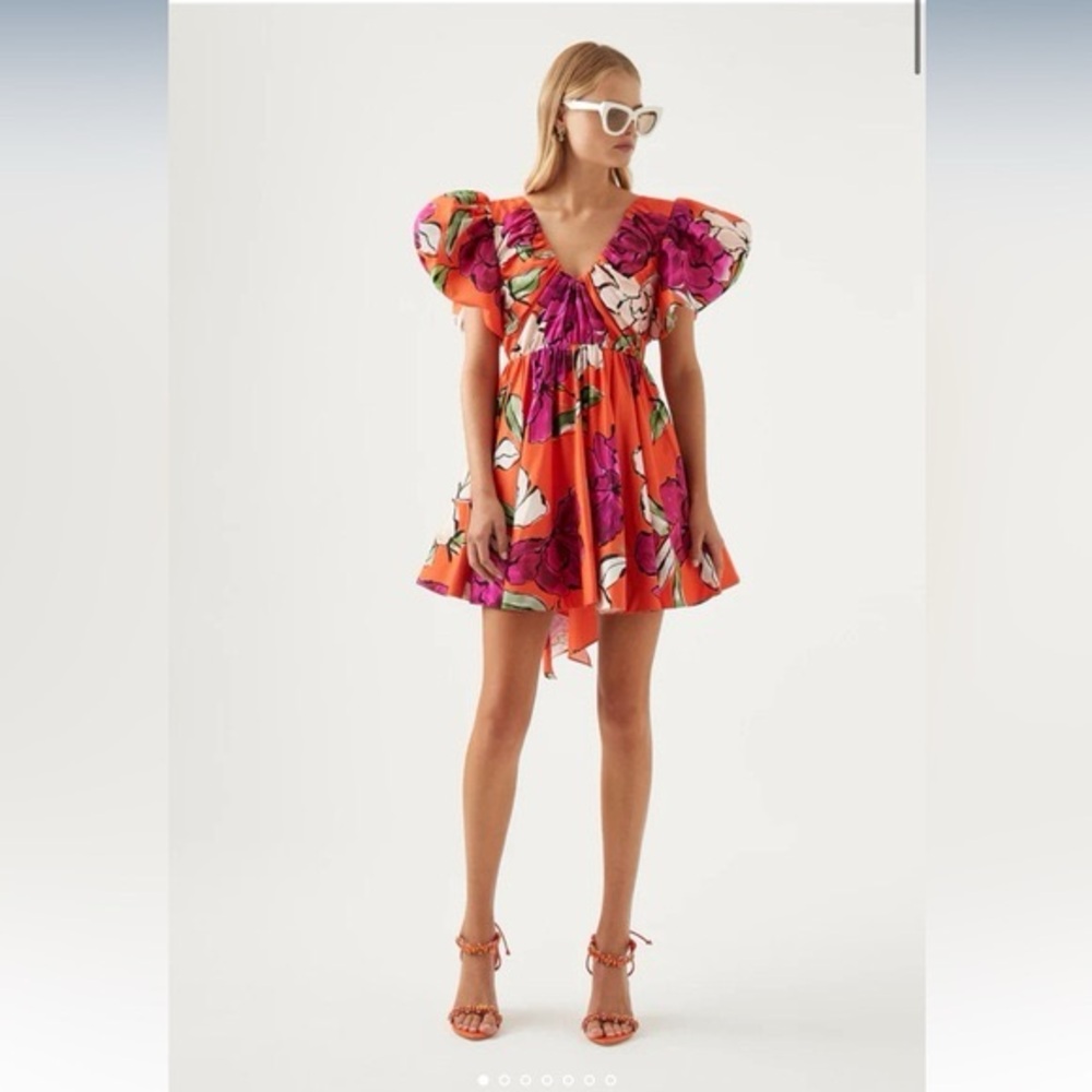 AJE Floral Puff Sleeve Dress NWT